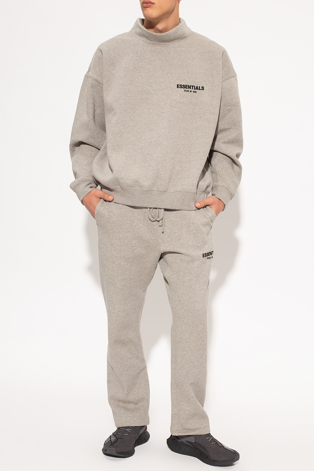 Sweatshirt with standing collar patterned boxy jacket